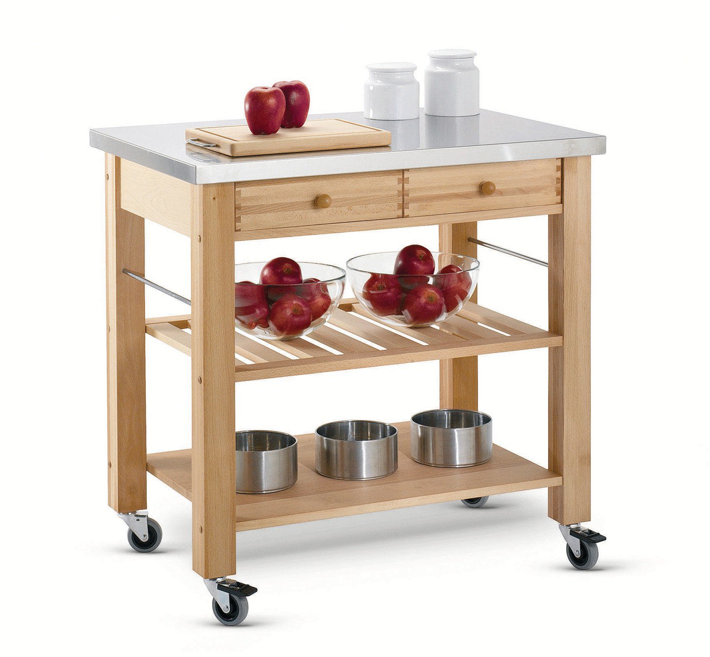 Hungerford Trolleys The Lambourn Two Drawer Stainless Steel Top Kitchen