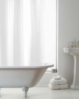Country Club Plain Design Shower Curtain with Rings - White