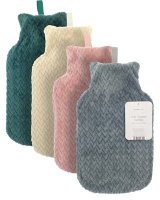 Country Club Hot Water Bottle with Plush Jacquard Lattice Cover - Assorted