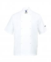 Portwest C733 Cumbria Chefs Jacket Short Sleeve White Medium