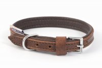 Ancol Vintage Chestnut Leather Padded Dog Collar - Size 2