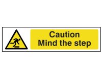 Scan PVC Sign 200 x 50mm - Caution Mind The Step