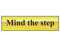 Scan Polished Brass Effect Sign 200 x 50mm - Mind The Step