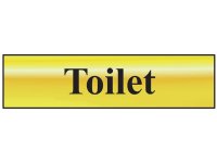Scan Polished Brass Effect Sign 200 x 50mm - Toilet