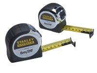 STANLEY® FatMax® Chrome Pocket Tapes 5m/16ft & 8m/26ft (Twin Pack)