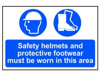 Scan PVC Sign 600 x 400mm - Safety Helmets & Footwear To Be Worn