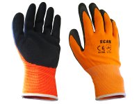 Scan Hi-Vis Foam Latex Coated Gloves Orange - Various Sizes