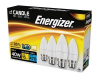 Energizer LED BC (B22) Opal Candle Non-Dimmable Bulb Warm White 470lm 5.2W (Pack of 4)