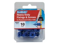 Plasplugs HWHS010 Heavy-Duty Plasterboard Fixings & Screws (Pack of 10)