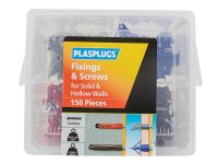 Plasplugs Fixings & Screws Kit for Solid & Hollow Walls 150 Piece
