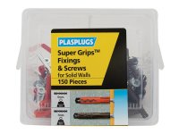 Plasplugs Super Grips Fixings & Screws Kit for Solid Walls 150 Piece