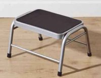 Premier Silver Metal Step Stool with Black Rubber Mat