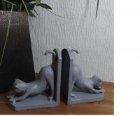 CAT Elur Iron Book Ends 13cm Grey Shimmer
