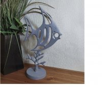 ANGEL FISH Elur Iron Ornament 37cm Grey Shimmer
