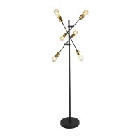 Searchlight Armstrong 6 Light Floor Lamp Black And Satin Brass