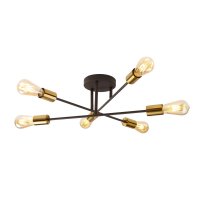 Searchlight Armstrong 6 Light Ceiling Light Black And Satin Brass