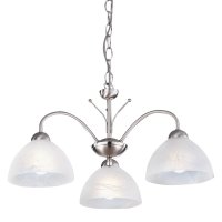 Searchlight Milanese 3 Light Ceiling Satin Silver Alabaster Glass