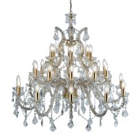 Searchlight Marie Therese 30Lt Chandelier, Polished Brass, Clear Crystal