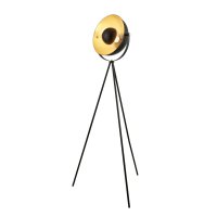 Searchlight Blink Tripod Floor Lamp, Matt Black With Gold Shade Interior