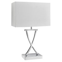 Searchlight Club Table Lamp Chrome White Rectangle Shade