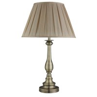 Searchlight Flemish Table Lamp Spindle Base Antique Brass Mink Pleated Shade