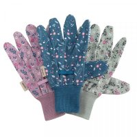 Briers Flowerfield Cotton Grips Gloves Triple Pack Medium/8