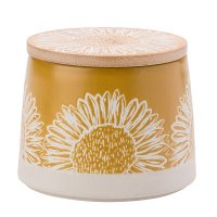 The English Tableware Company - Artisan Flower-Yellow Canister with Bamboo Lid