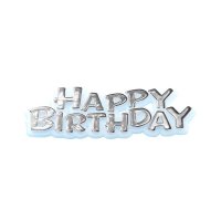 Anniversary House Happy Birthday Motto Cake Topper - Silver