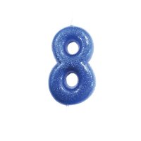 Anniversary House Age 8 Glitter Numeral Moulded Pick Candle - Blue