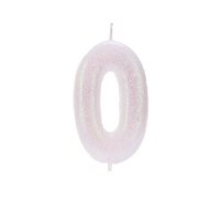 Anniversary House Age 0 Glitter Numeral Moulded Pick Candle - Iridescent