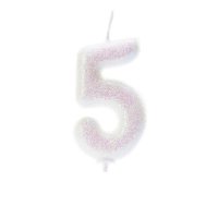 Anniversary House Age 5 Glitter Numeral Moulded Pick Candle - Iridescent