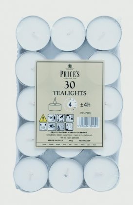 Price's Candles White Tealights Pack  of 30