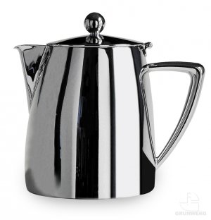 Caf Stl Art Deco Mirror Finish 28oz Stainless Steel Tea Pot