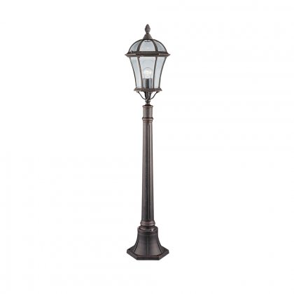 Searchlight Capri-1Lt Outdoor Post (Height 95Cm), Rustic Brown, Clear Glass