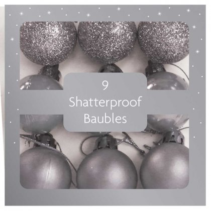 Festive Wonderland Shatterproof Baubles (Pack of 9) - Silver