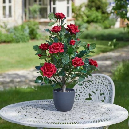 Faux Decor Regent's Roses 60cm Ruby Red