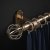 Rothley 25mm x 1219mm Curtain Pole with Cage Orb Finials, Brackets & Curtain Rings - Antique Brass