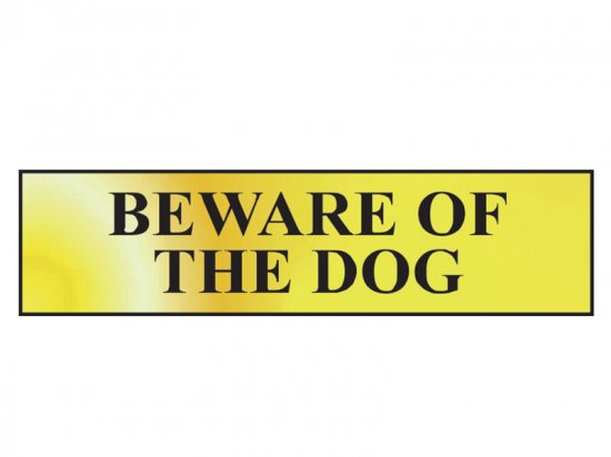 Scan Polished Brass Effect Sign 200 x 50mm - Beware Of The Dog