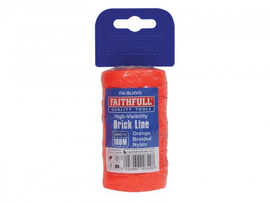 Faithfull Hi-Vis Nylon Brick Line 100m (330ft) Orange