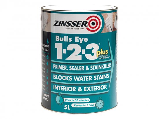 Zinsser Bulls Eye 1-2-3 Plus Primer Sealer & Stain Killer White 1 litre