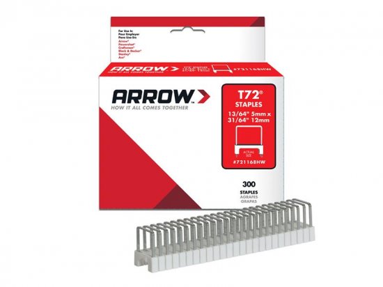 Arrow T72 Clear Insulated Staples 5 x 12mm (Box of 300)