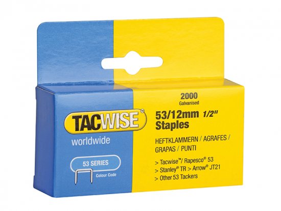 Tacwise 53 Light-Duty Staples 12mm (Type JT21 A) (Pack of 2000)
