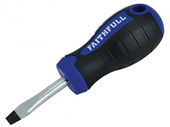 Faithfull Soft Grip Stubby Screwdriver Flared Slotted Tip 6.5 x 38mm