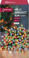 Premier Decorations 480 Multi-Action Supabrights LED's - Multicolour with Green Cable