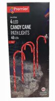 Premier Decorations Set of 4 Candy Cane Path Lights with 40 LED - Red