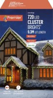 Premier Decorations 720 Multi-Action LED Cluster Bright Timer Lights - Warm White With Green Cable