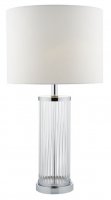 Dar Olalla Table Lamp Polished Chrome & Clear Glass w/IvoryShade