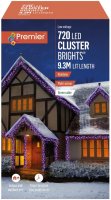 Premier Decorations 720 Multi-Action LED Cluster Brights Timer Lights -  Purple, Pink, Turquoise and Orange With Green Cable