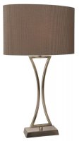 Dar Oporto Wavy Table Lamp Antique Brass with Brown Oval Shade