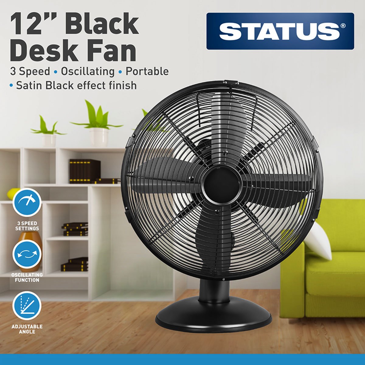 Status 12 Black Desk Fan At Barnitts Online Store Uk Barnitts